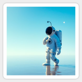 Astronaut walking in a blue ocean Sticker
